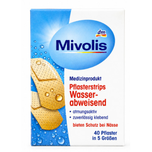 Водостійкі пластирі Denkmit Mivolis Pflasterstrips Wasserabweisend, 40 шт